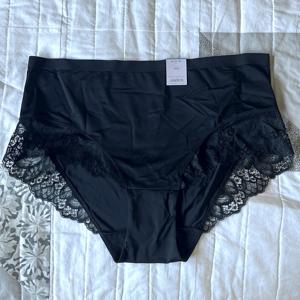 NWT Auden Black Lace Briefs